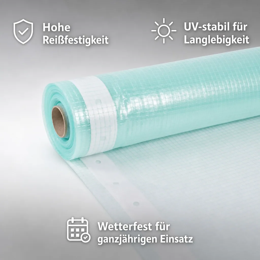 Gitterfolie, Gewächshausfolie, reißfest, UV-stabil, mit Nagelrand