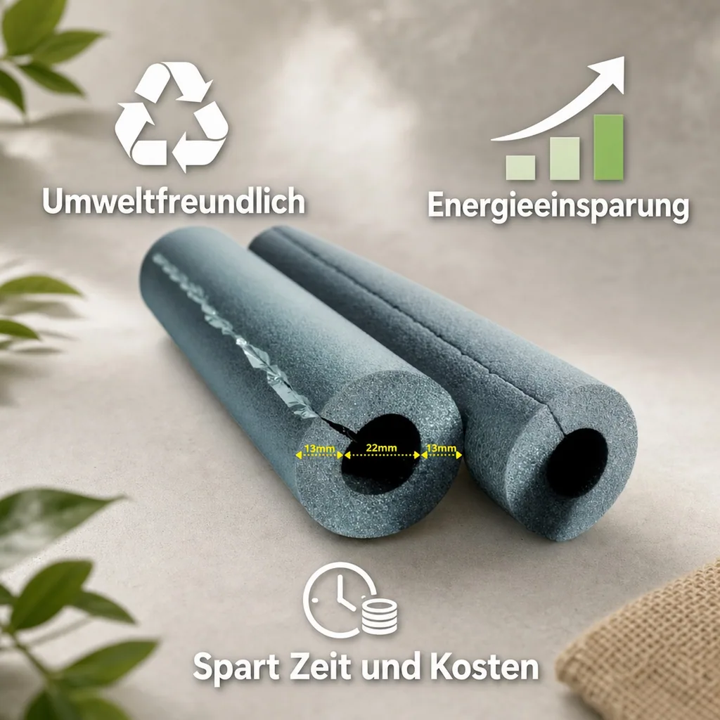 Rohrisolierung 22mm, Isolierschlauch selbstklebend, Dämmung Heizungsrohre