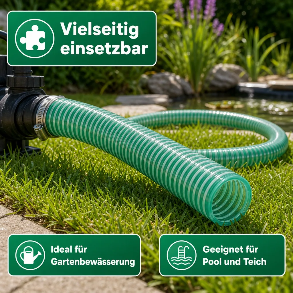 Druckschlauch 25mm, Saug Druckschlauch 1 Zoll, 10m, Pool, Teich