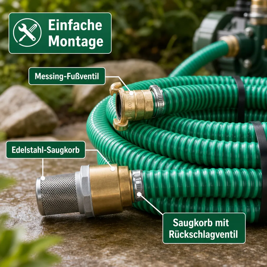 1" PVC Saugschlauchgarnitur 4 Meter