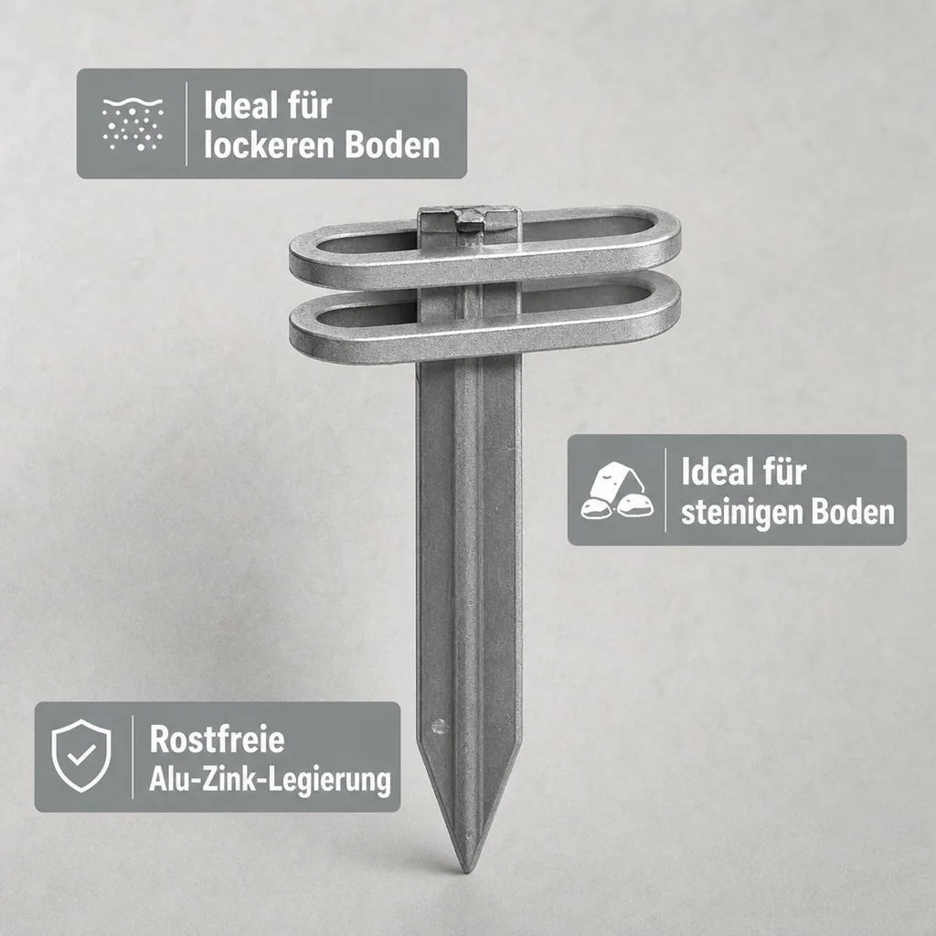 10er Set Erdanker für Ultra Starke Alu Rasenkanten | Bodenanker | Erdnägel