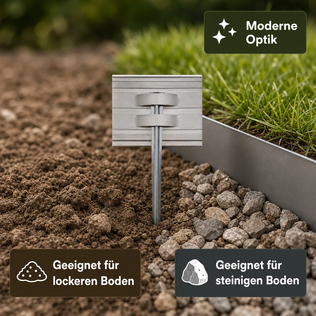 10er Set Erdanker Set für Green Universe Rasenkante 14cm Höhe | Bodenanker | Erdnägel