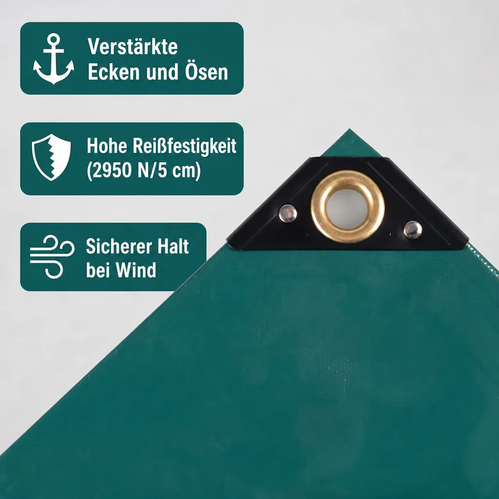 Abdeckplane, Gewebeplane, PVC Plane grün, 3,5 x 7m (24,5m²), 650 g/m², wasserdicht