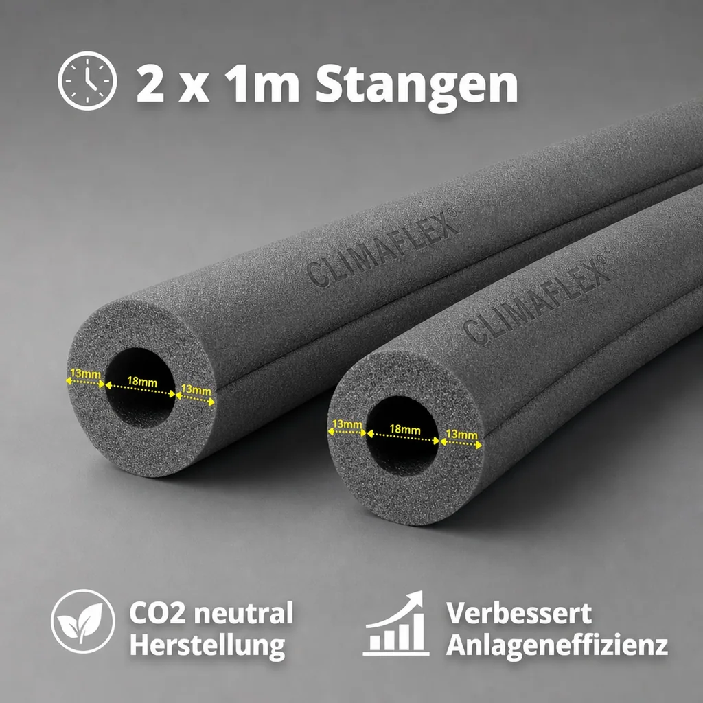 CLIMAFLEX® 2m Isolierschlauch Ø 18 mm x 13 mm Dämmung 50% GEG