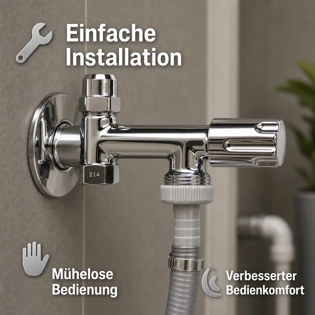 Doppeleckventil, Eckventil 3/8 Zoll, 10 mm, 3/4 Zoll x 53 mm, Comfortgriff