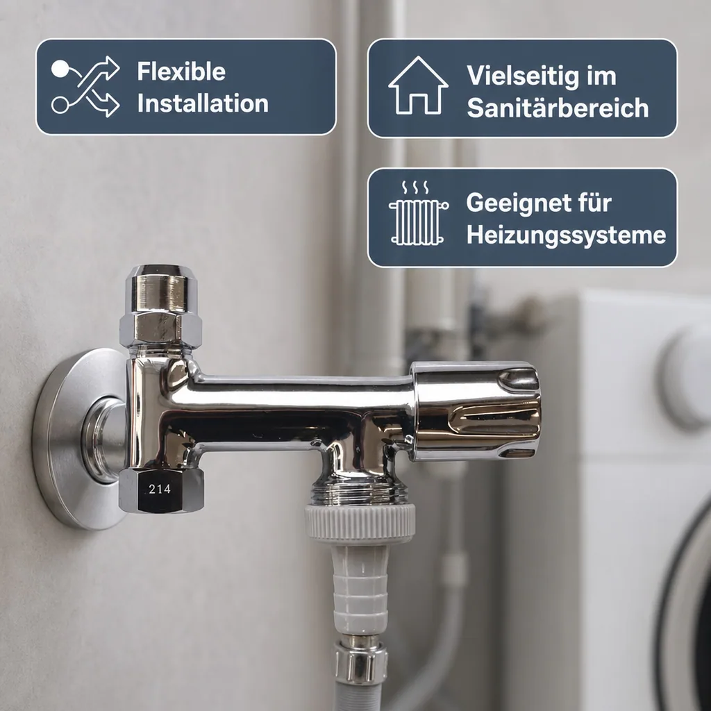 Doppeleckventil, Eckventil 3/8 Zoll, 10 mm, 3/4 Zoll x 53 mm, Comfortgriff