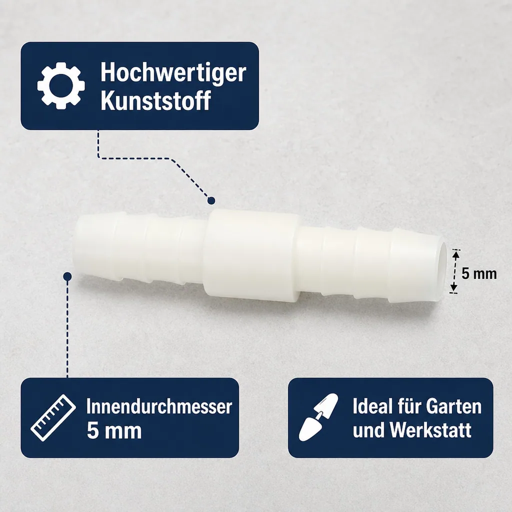 Schlauchverbinder 5mm, Kunststoff Tülle, Schlauchverbindung