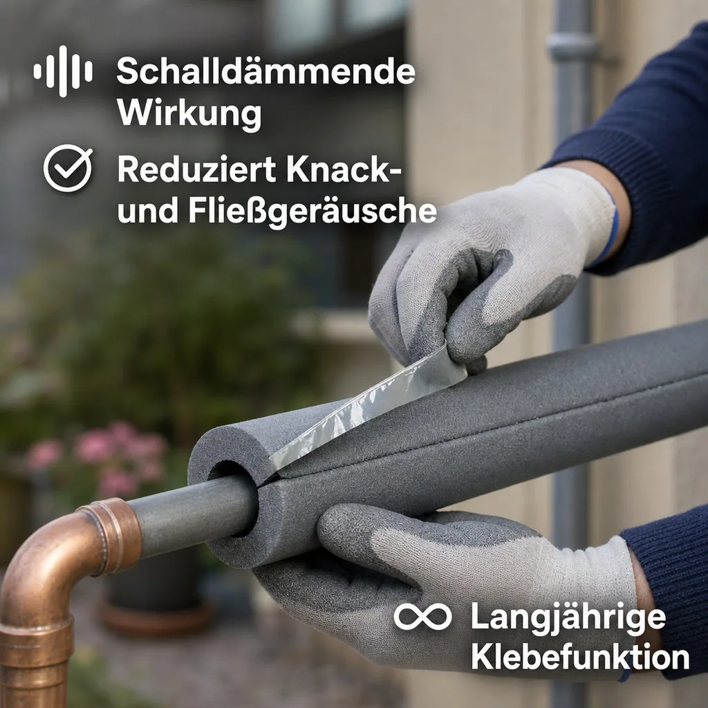Rohrisolierung selbstklebend, Isolierschlauch Ø 28 mm x 13 mm, 2m, Dämmung 50% GEG