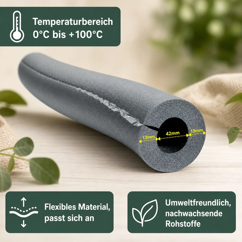 Rohrisolierung, Isolierschlauch, 42mm, 13mm, selbstklebend, 2m