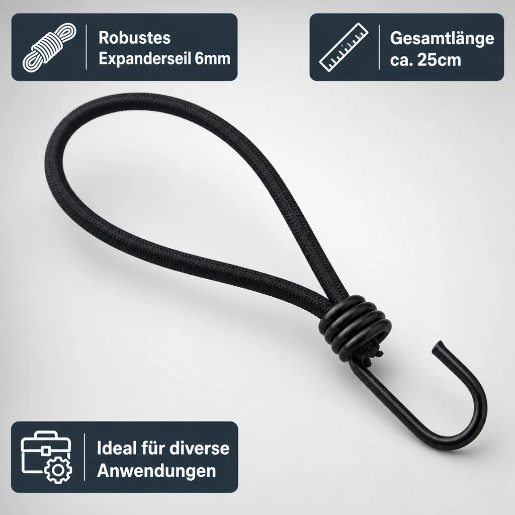 Expanderhaken Set, 20 Stück, 25cm, Planen befestigen