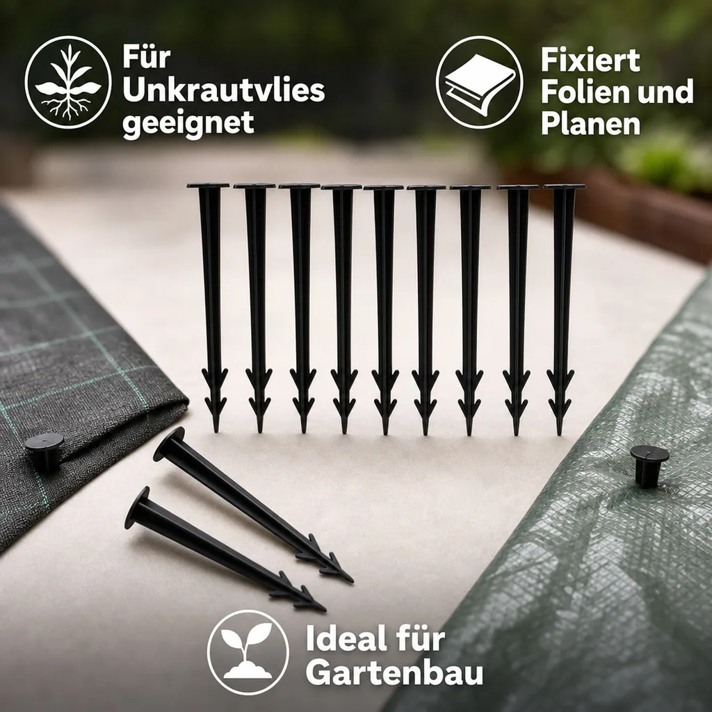Bodenanker, 10 Erdnägel, 11,5cm, Kunststoff, für Unkrautvlies