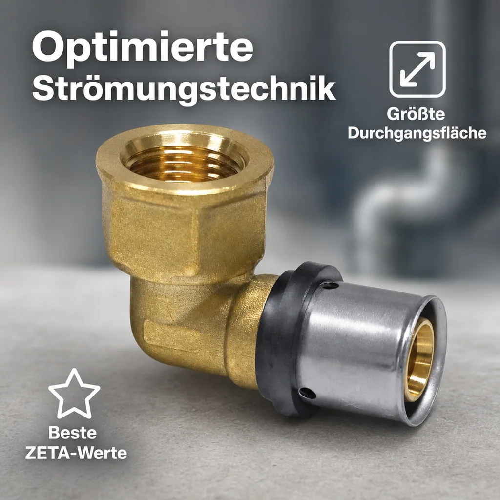 Pressfitting 16, Übergangswinkel, Mehrschichtverbundrohr