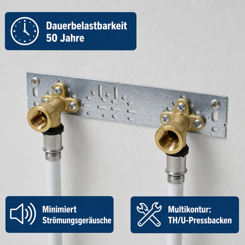 Pressfitting Wandwinkel 16, Montageplatte, Heizung, Installation
