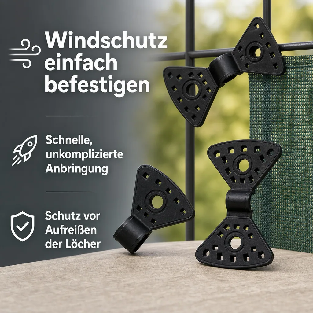 Befestigungsclips Windschutznetz, Windschutznetz Befestigung, Sichtschutz Halterung
