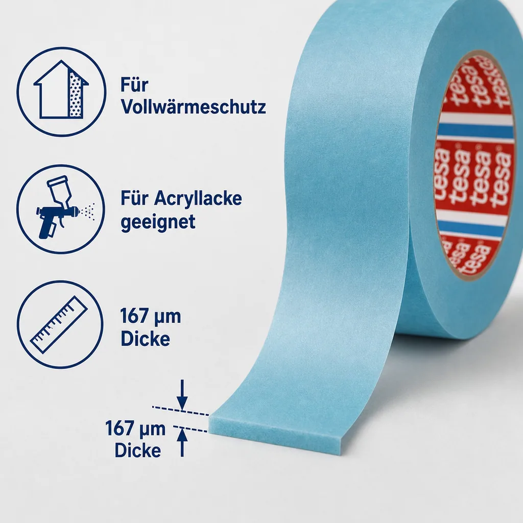 tesa tesakrepp 4438 UV Oberflächenschutzband 19 mm x 50 m (blau)