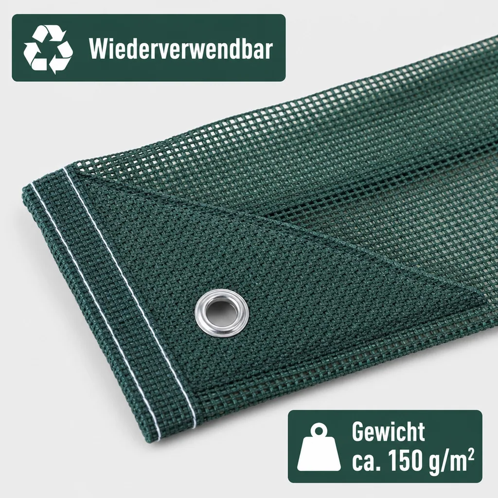 Bauzaunnetz grün 1,80m x 3,45m, Sichtschutznetz, Bauzaunplane