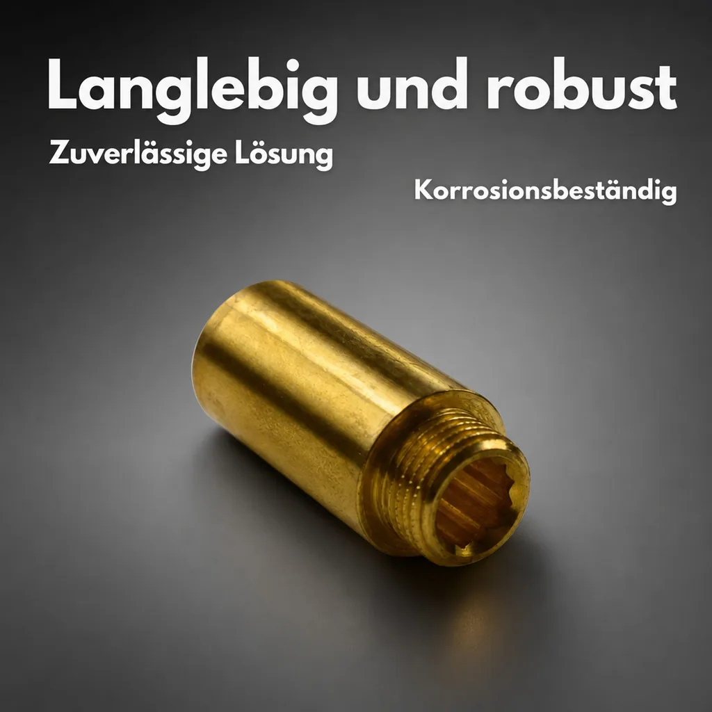 Messing Fitting, Hahnverlängerung 1/2 Zoll, Gewindefitting Messing, 50 mm