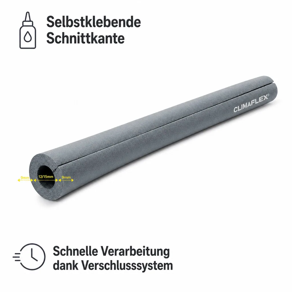 CLIMAFLEX® XT 2m Isolierschlauch Ø 28 mm x 13 mm Dämmung selbstklebend 50% GEG
