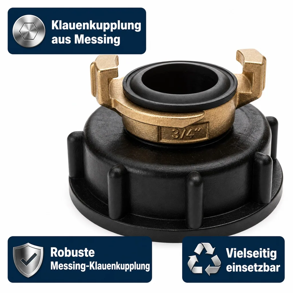 IBC Adapter S60, Container Adapter, 3/4 Zoll, Klauenkupplung Messing
