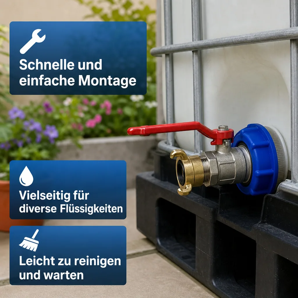 IBC Container Adapter, S60, 1 Zoll Kugelhahn