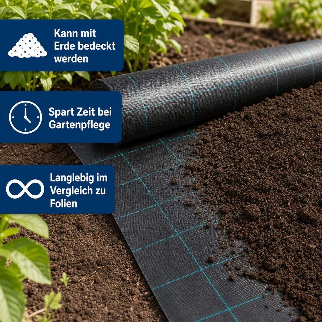 Abdeckvlies 2m x 40m, Gartenvlies, Unkrautvlies