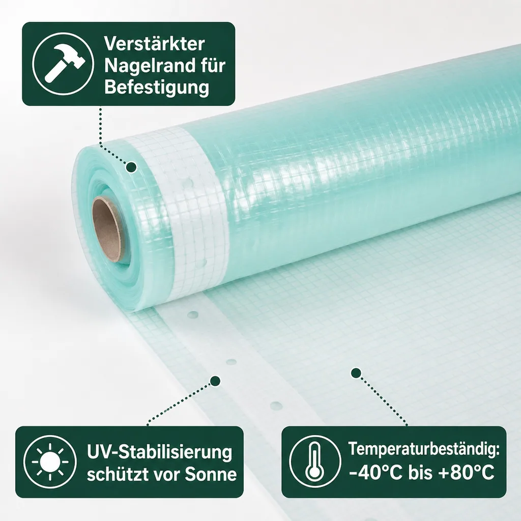 Gitterfolie, Gewächshausfolie, 1,5 Breite x 36 Meter, Baufolie