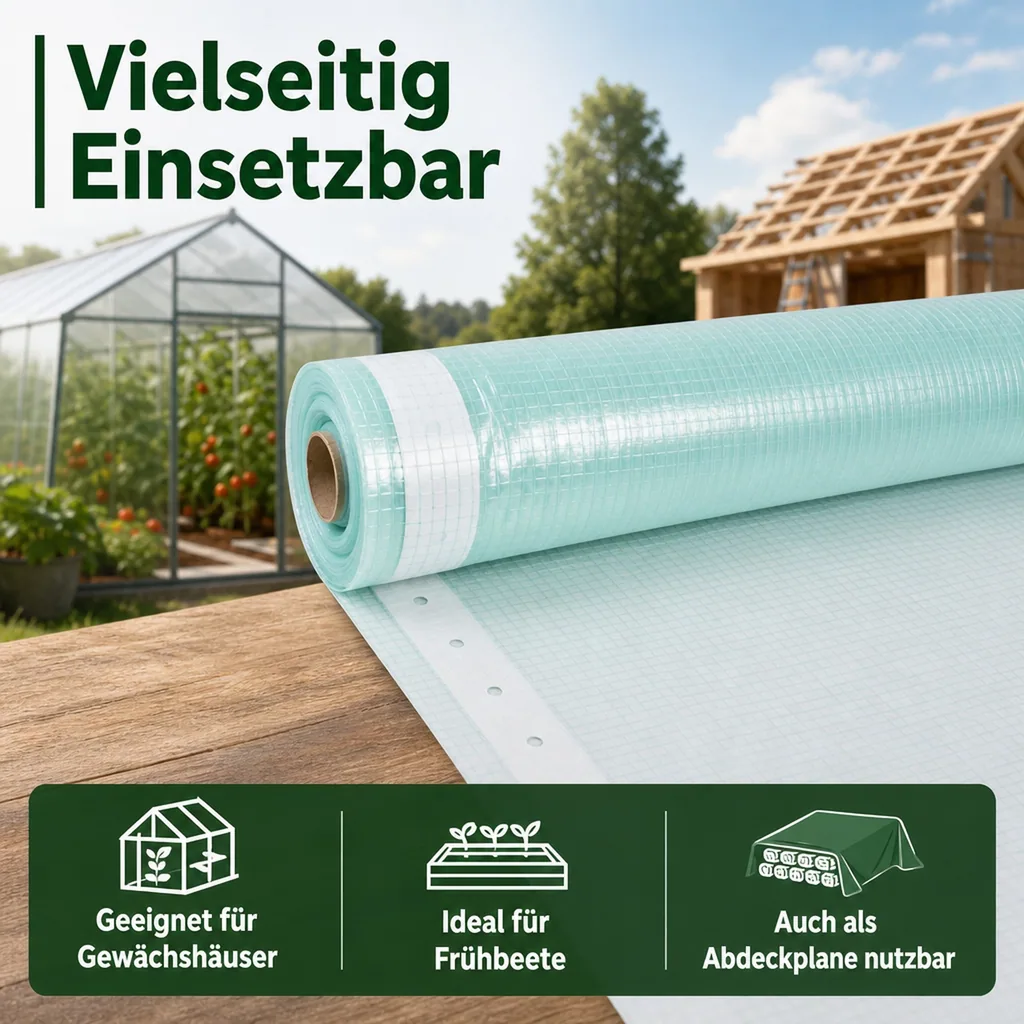 Gitterfolie, Gewächshausfolie, 1,5 Breite x 36 Meter, Baufolie
