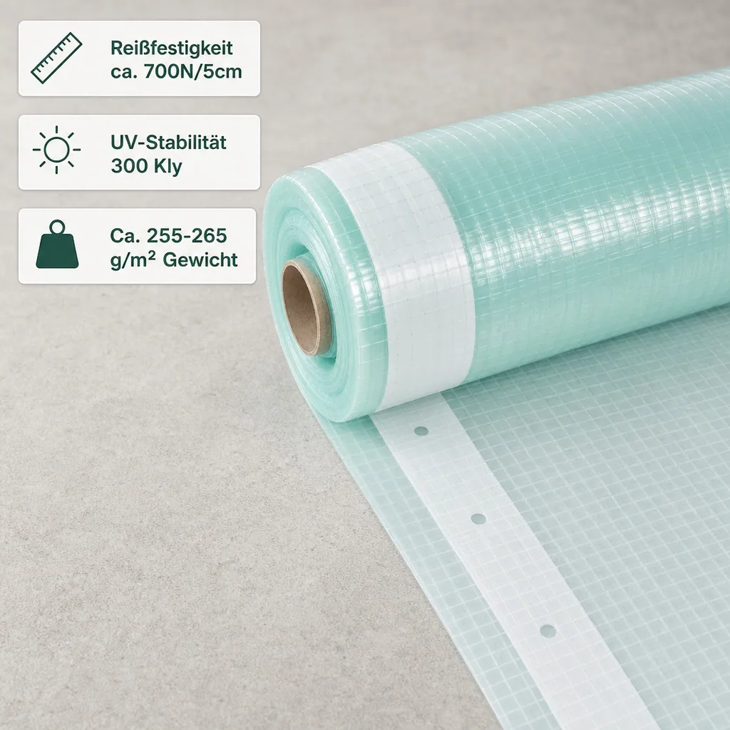 Gitterfolie, Gewächshausfolie, 1,5 Breite x 36 Meter, Baufolie