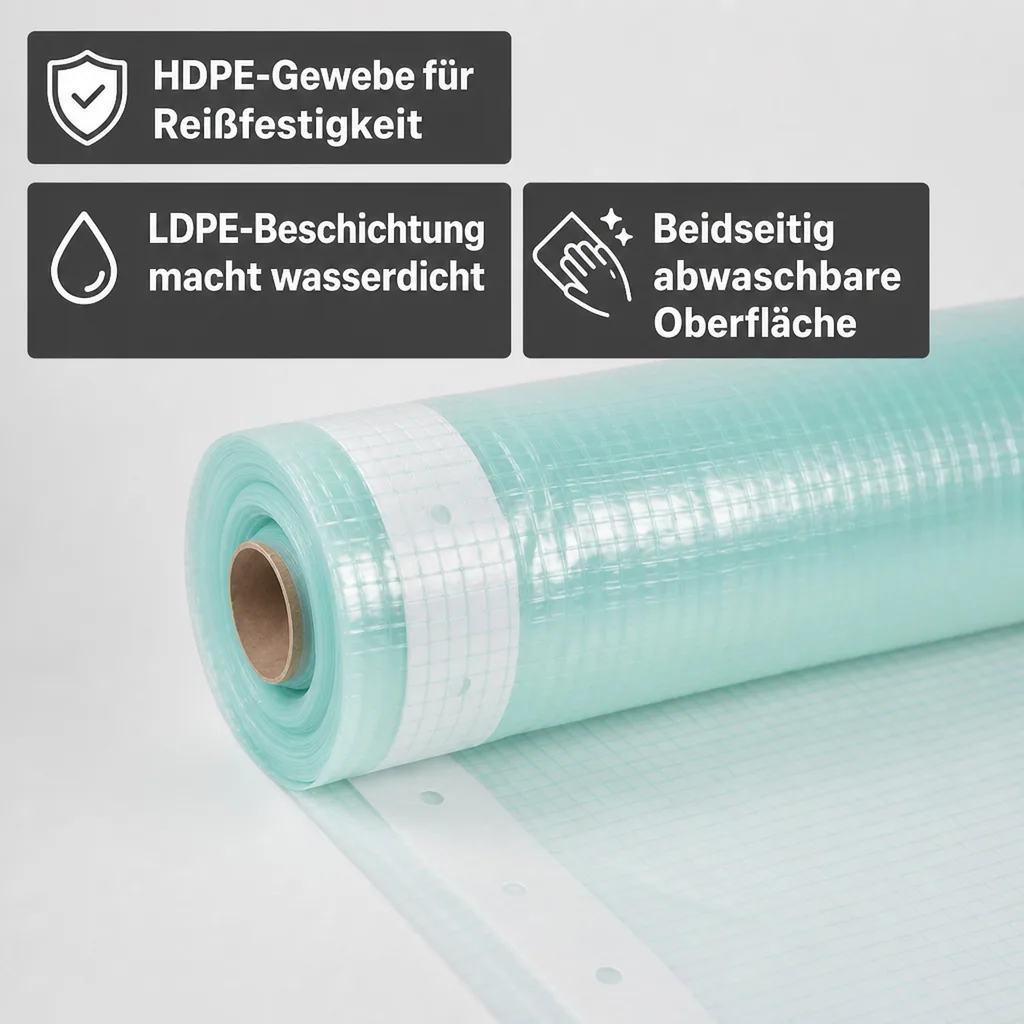 Gitterfolie, Gewächshausfolie, 1,5 Breite x 36 Meter, Baufolie