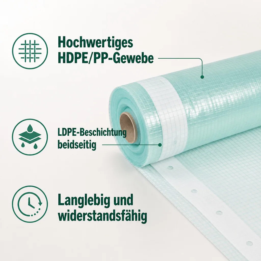 Gitterfolie, Gewächshausfolie, 1.5 Breite x 12 Meter, Nagelrand