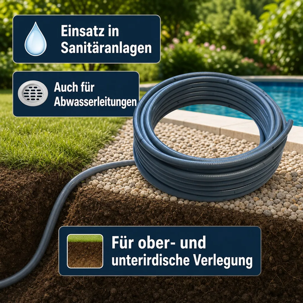 PVC Schlauch 40mm, Flexschlauch, Klebeschlauch PVC, 1m