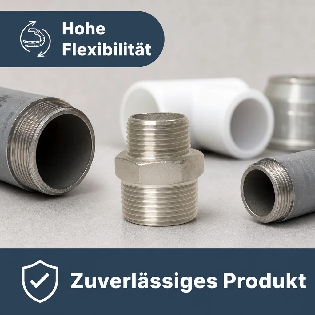 Edelstahl Reduziernippel 3/4" AG x 1/2" AG, Gewindefitting V4A