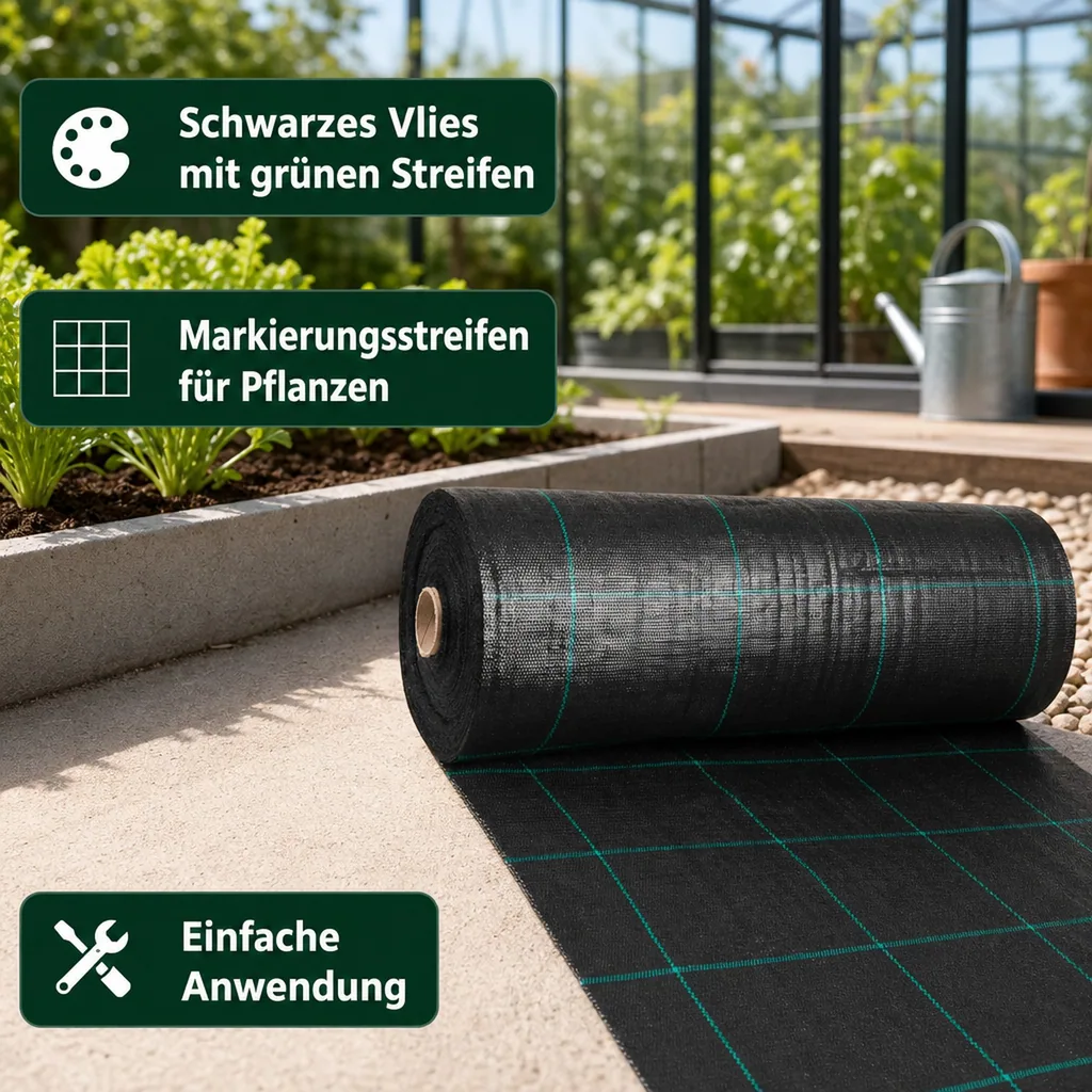 Unkrautvlies, Bodengewebe, 2x5m, Abdeckvlies, Beetvlies Unkrautschutz