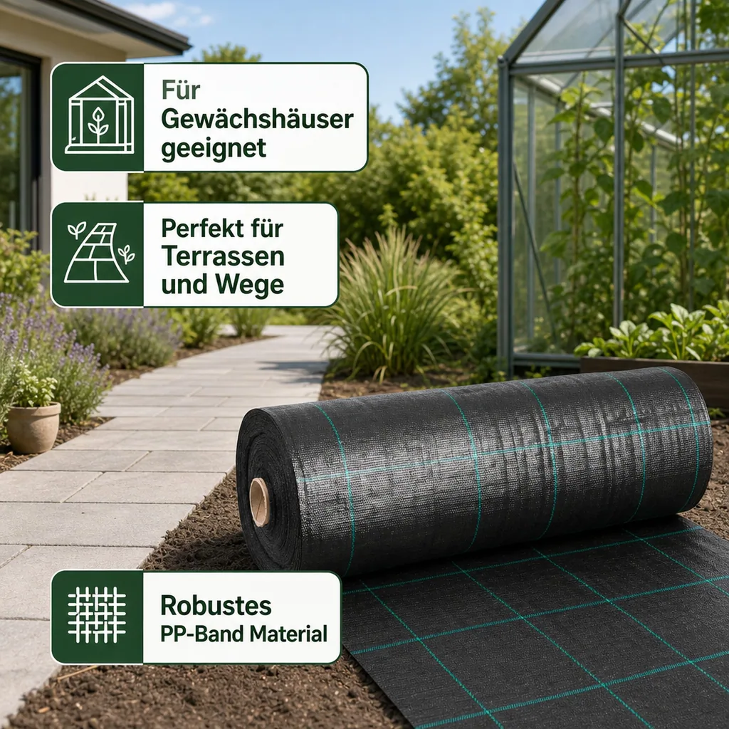 Unkrautvlies, Bodengewebe 2x50m (100m²), 100g/m², UV-stabilisiert, Abdeckvlies