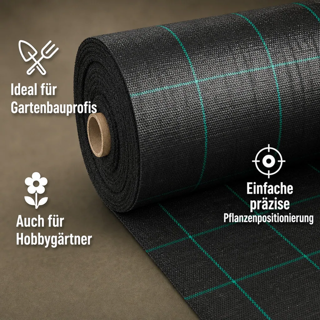 Unkrautvlies, Bodengewebe 2x50m (100m²), 100g/m², UV-stabilisiert, Abdeckvlies