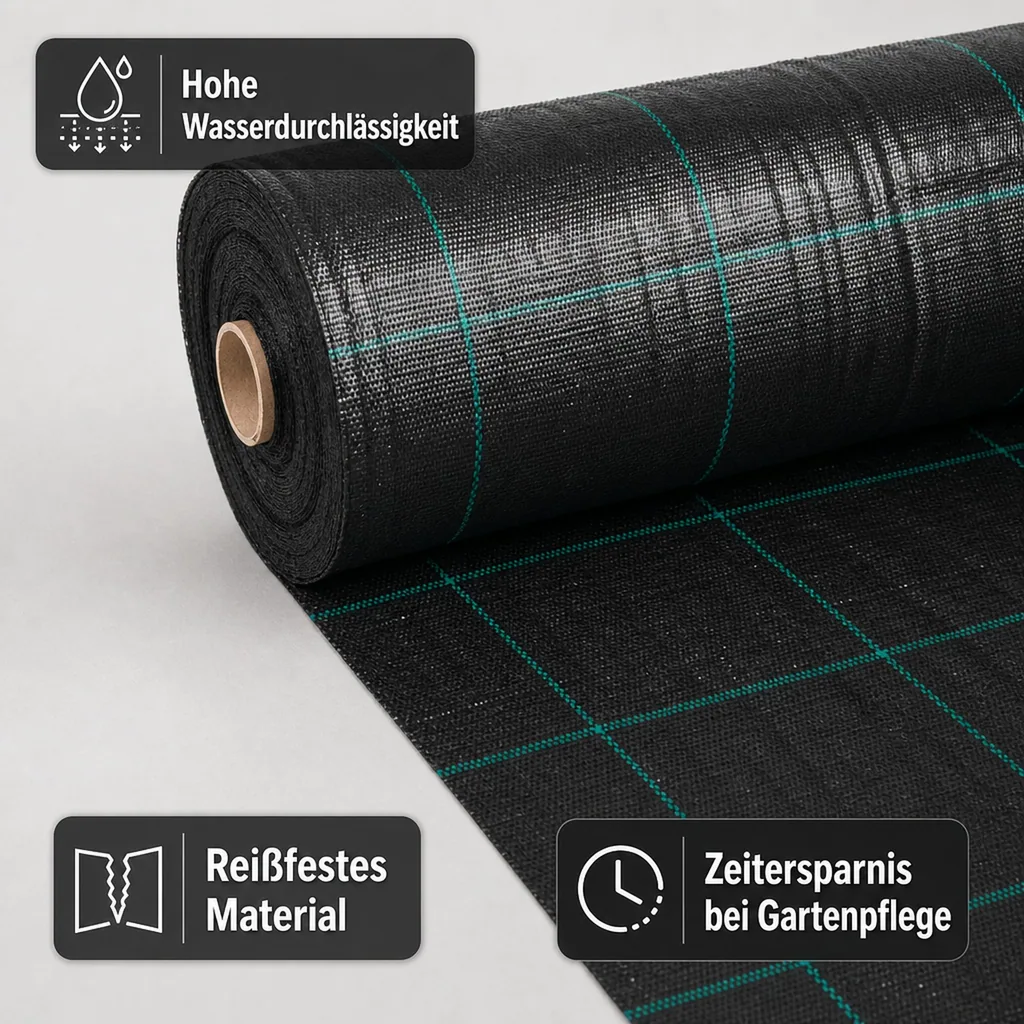 Abdeckvlies, Bodengewebe, 1m x 5m, Unkrautvlies, 100g/m²