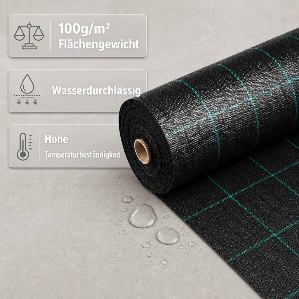 Bodengewebe, Abdeckvlies, Unkrautvlies 100g/m², 1m x 90m