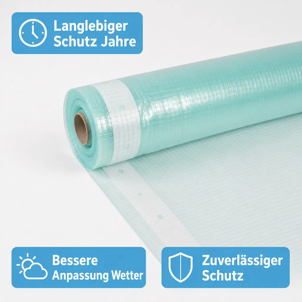 Gitterfolie, Gewächshausfolie, Baufolie, 4 Breite x 16 Meter