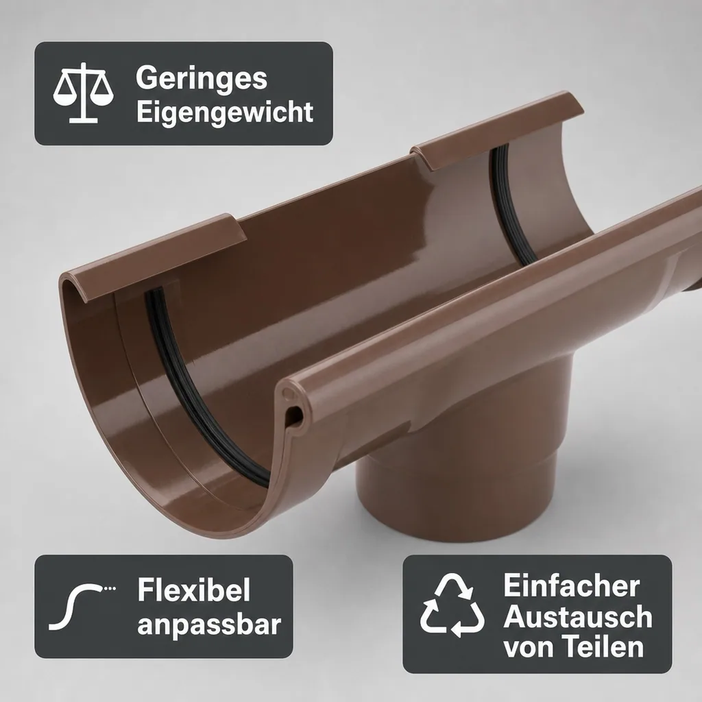 Regenrinne Komplettset 8m braun, System 125, Dachrinne Kunststoff