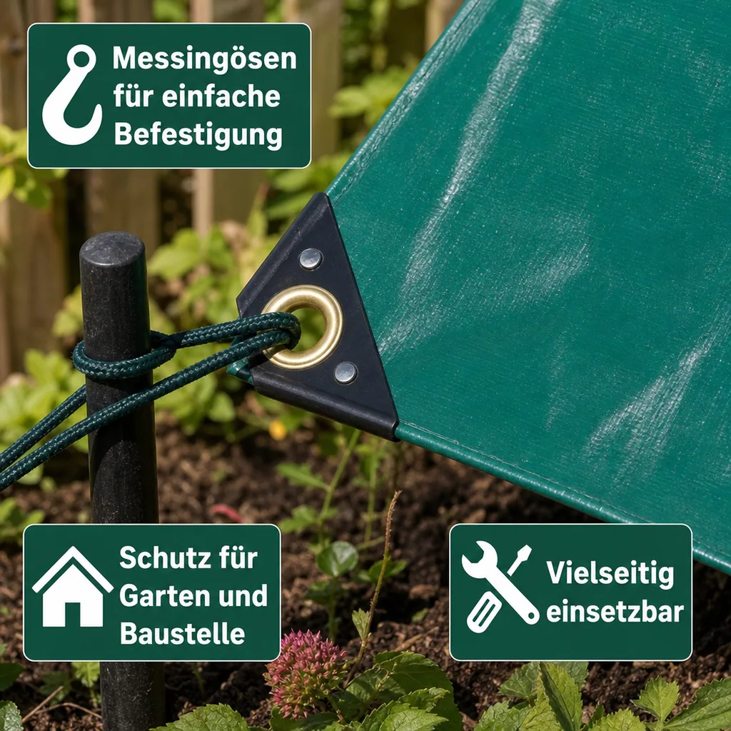 PVC Plane, Abdeckplane 3x5m grün, 650 g/m², wasserdicht und reißfest