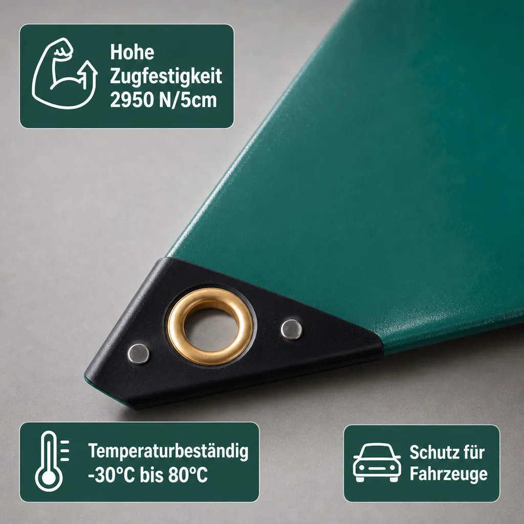 PVC Plane 650g/m², Abdeckplane 3x6m, grün, wasserdicht (18m²)