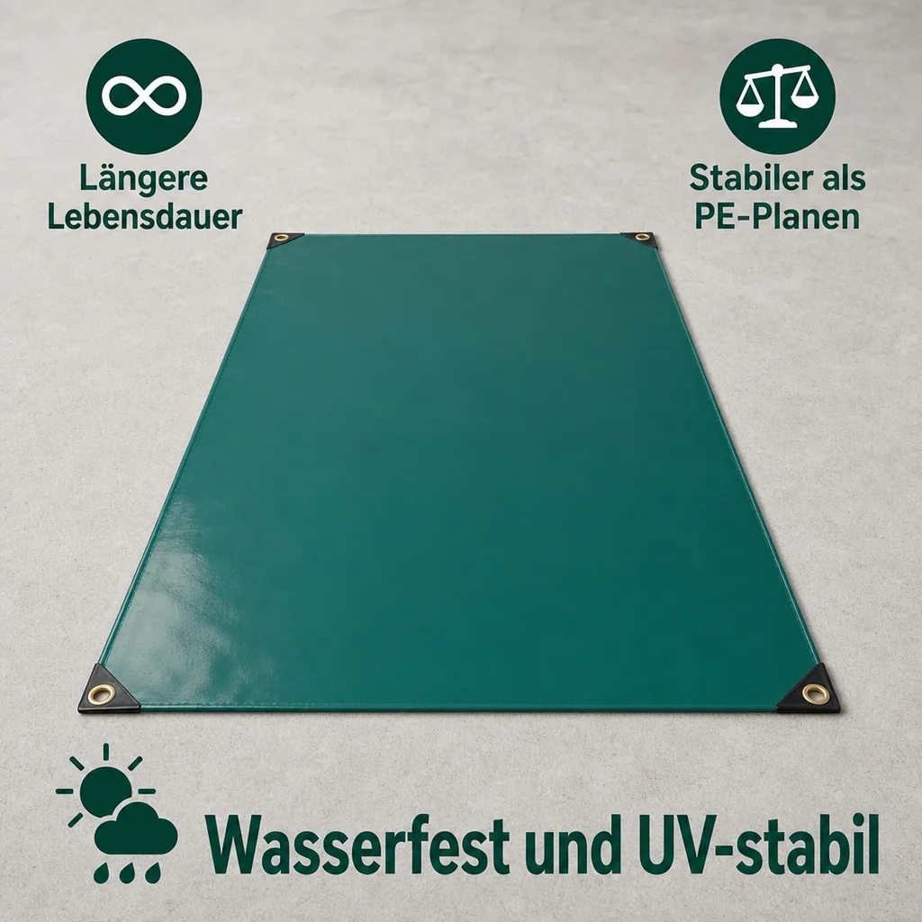 PVC Plane 650g/m², Abdeckplane 3x6m, grün, wasserdicht (18m²)