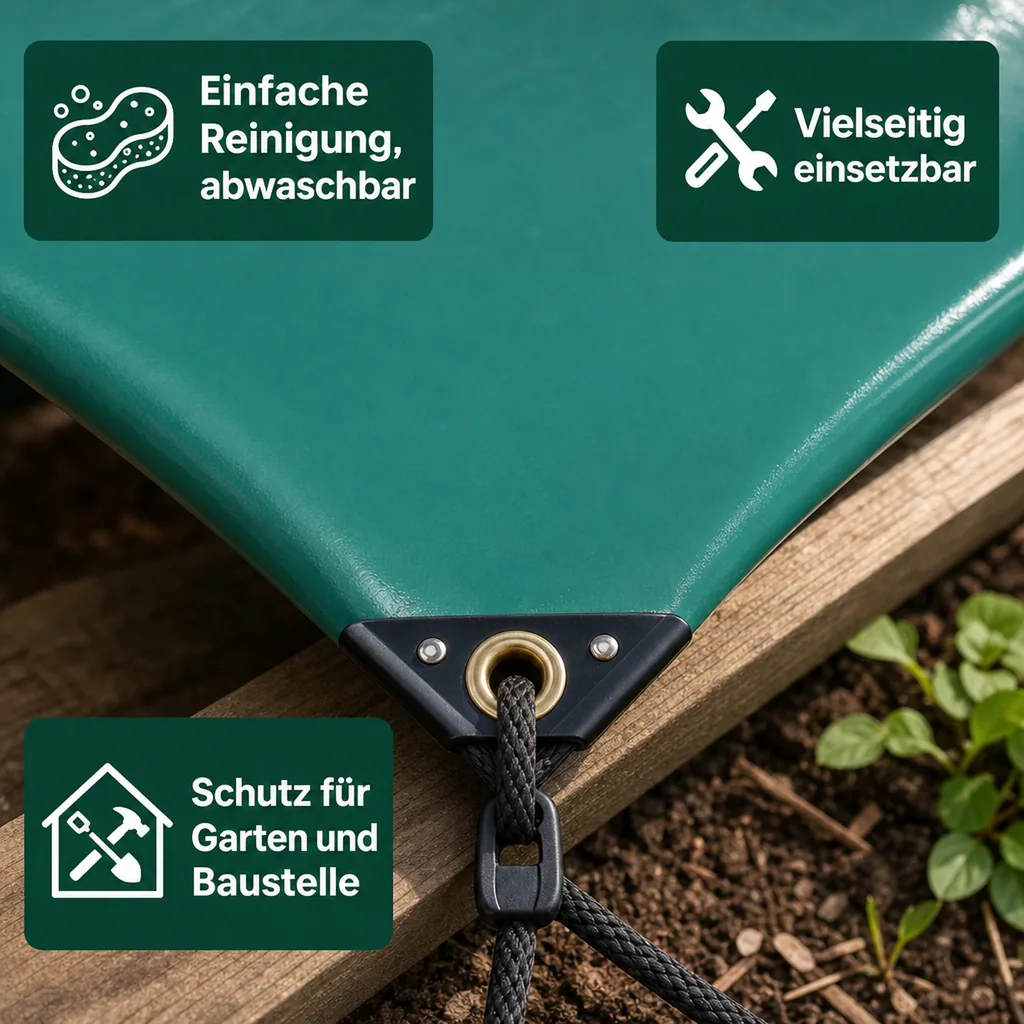 PVC Plane 650g/m², Abdeckplane 3x6m, grün, wasserdicht (18m²)
