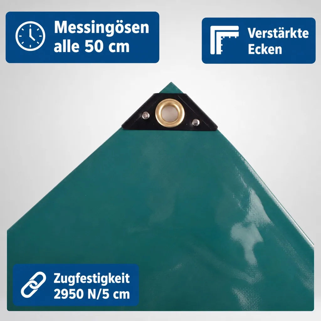 PVC Plane grün 650g/m², 8 x 10 (80m²), Abdeckplane, LKW Plane