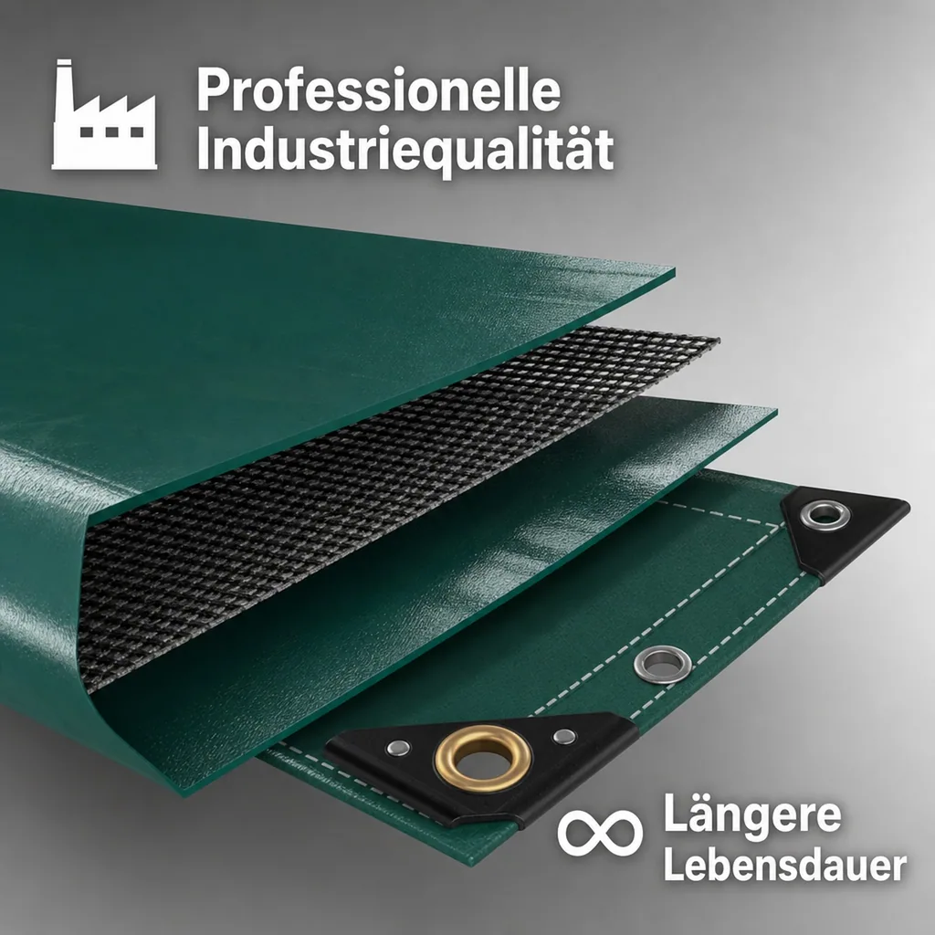 PVC Plane grün 650g/m², 8 x 10 (80m²), Abdeckplane, LKW Plane