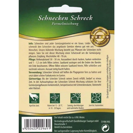 Schnecken Schreck Saatband, -Shop, blühende Schneckenabwehr