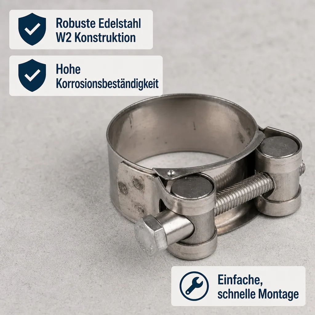 Schlauchschellen, Gelenkbolzenschellen, Edelstahl W2, 21-23mm