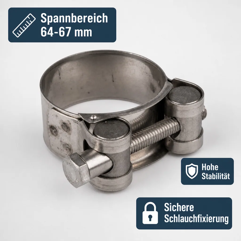 Gelenkbolzenschelle 64-67mm, Edelstahl, Spannbackenschelle