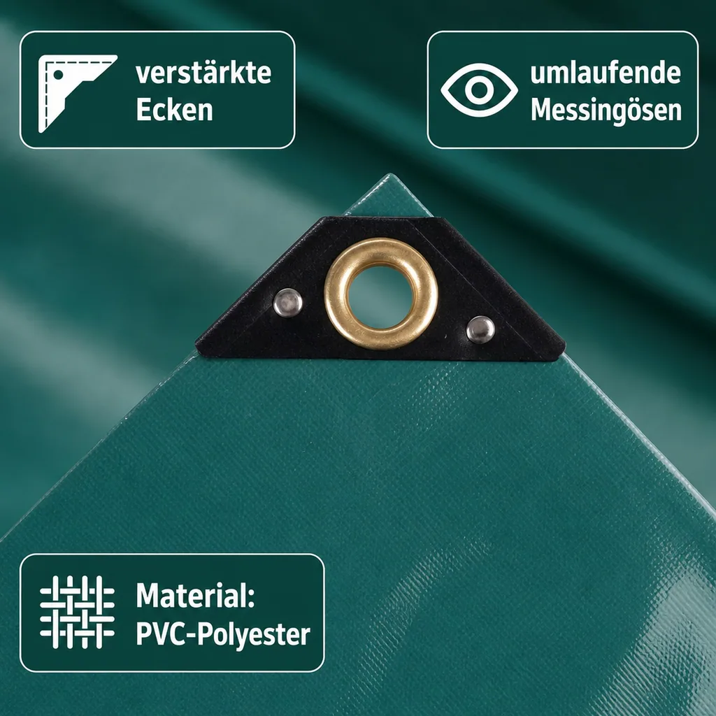 PVC Plane, 650g/m², (28m²), Abdeckplane 4x7m, grün, wasserdicht