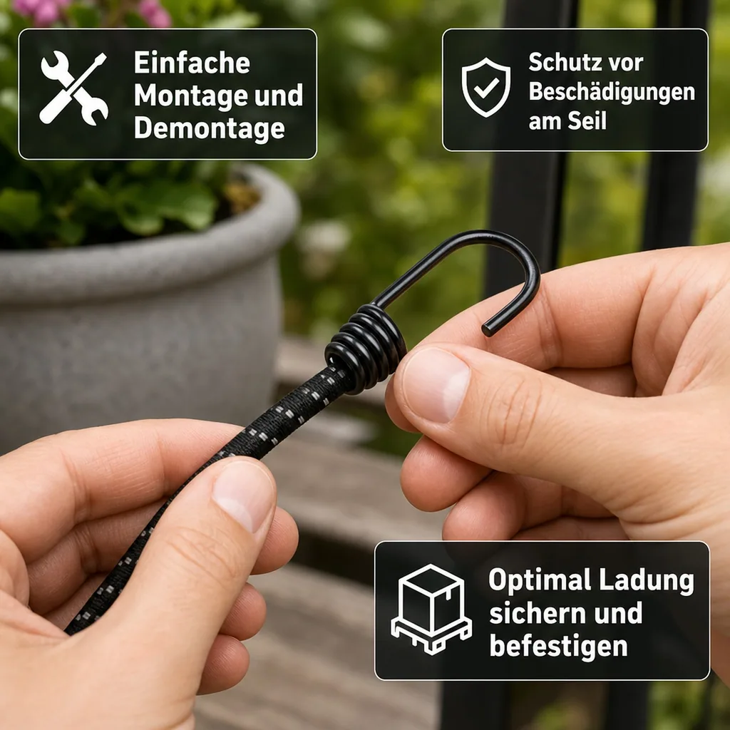 Expanderseil Haken 10mm, Spiralhaken, Gummiseil Haken, Kunststoffhaken